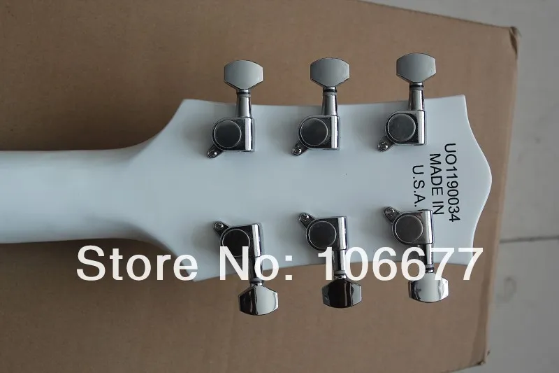 Frete Grátis Alta Qualidade Sólida Corpo Agradável Branco Forma Estranha 6 Cordas Guitarra Elétrica Em Estoque
