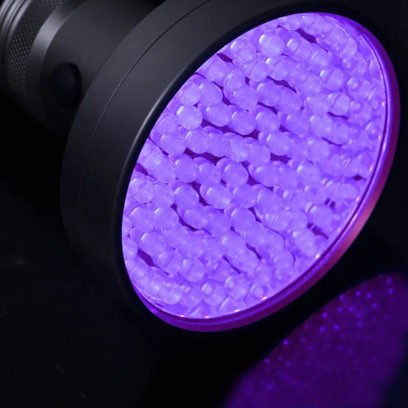 10 Stück 100 LED 395400 nm UV-Schwarzlicht Skorpion Superhelle Erkennung Taschenlampe Tragbarer Gelddetektor mit violettem Licht3583977