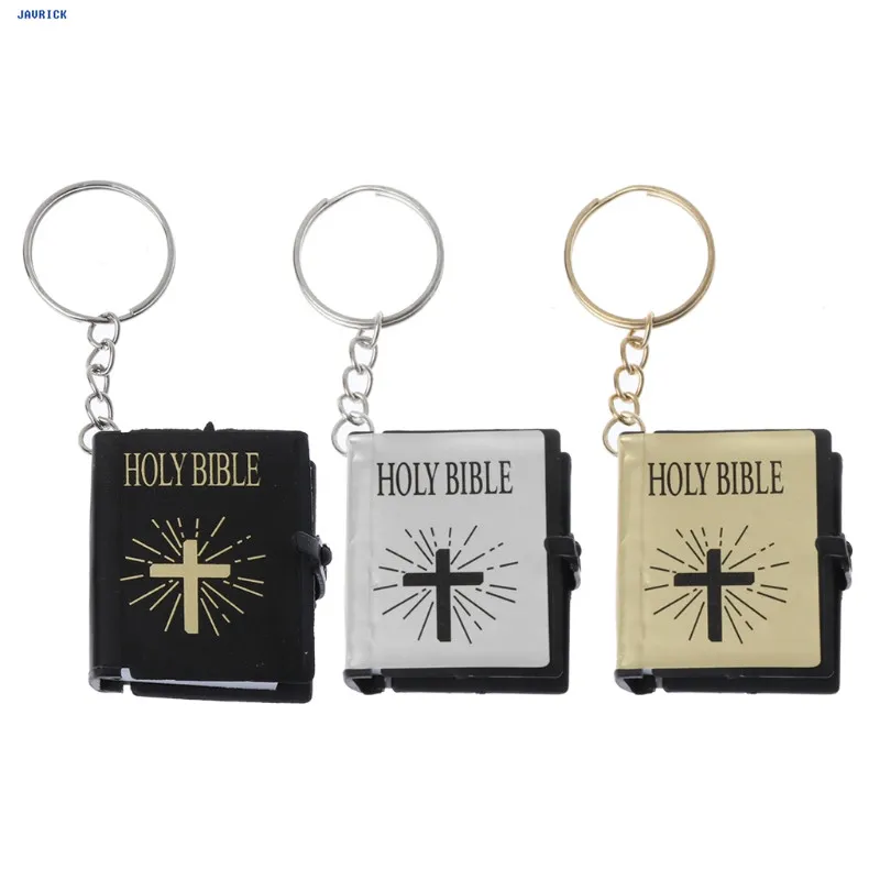 Javrick Mini Inglese Sacro Bible Keychain religioso Christian Gesù Cross Keyrings Regalo 2018 Vendita calda