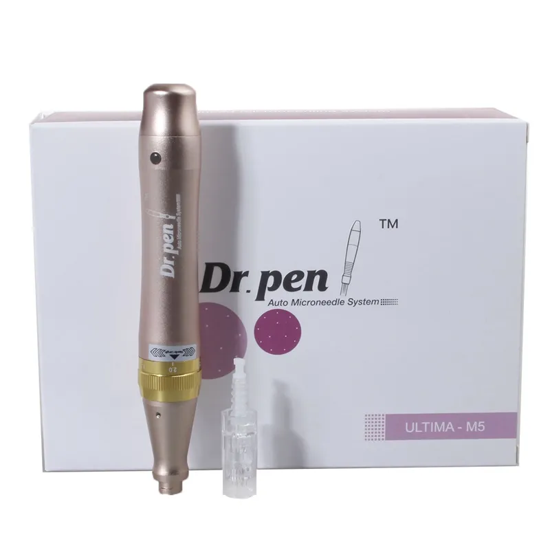 충전식 박사 펜 M5-W M5W 무선 ​​Dermapen Microneedle 시스템 Anti Acne Scars 조정 가능한 바늘 길이 0.25mm-2.5mm 5 속도