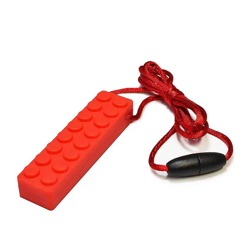 Collier pendentif en brique à mastication en silicone Collier de dentition en silicone Collier Creative Brick Pendant Pendre Coll4993701