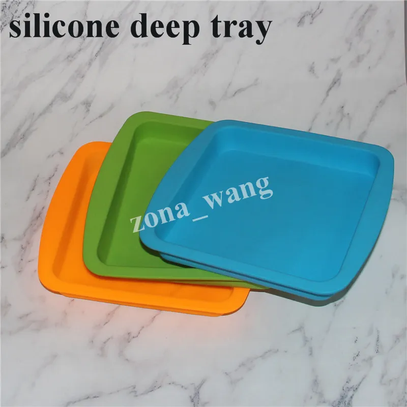 Contenitore in silicone grande antiaderente FDA Olio concentrato Vassoio in silicone BHO Vassoio in silicone resistente al calore Piatto fondo quadrato Adatto alla padella