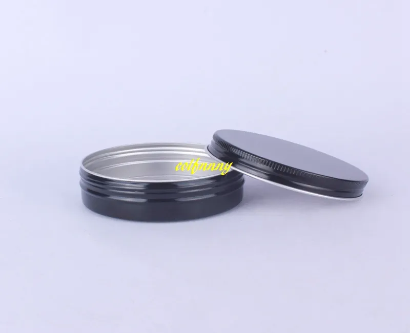 50 stks / partij 100g Black Aluminium Crème Jar Pot Nail Art Make Lip Gloss 100ml Lege Doos Cosmetische Metalen Tin Containers