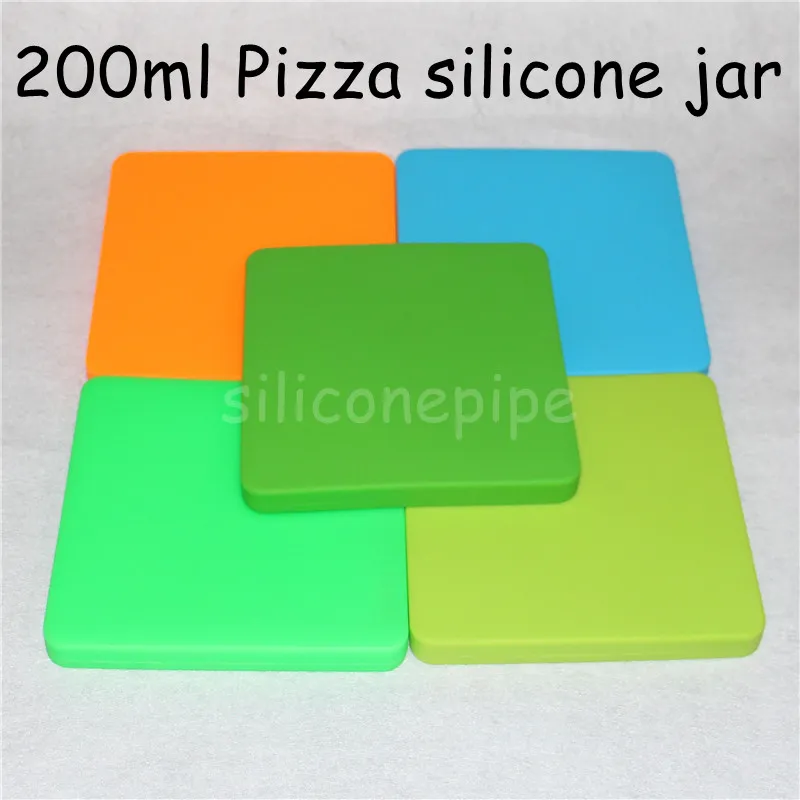 Contenants de cire antiadhésifs de 200 ml Concentré de pizza en silicone Récipient carré en silicone Grands pots Plats Tapis Dab Dabber Outil Pot extra large