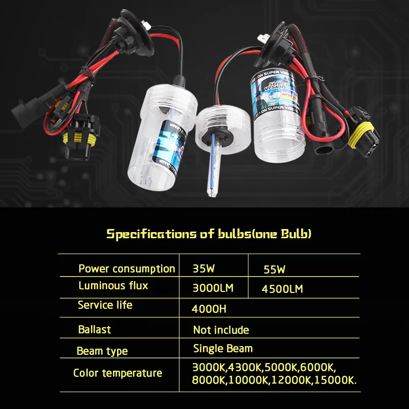 HID BIXENON XENON KIT BULLB 35W 3000K 4300K 5000K 6000K 8000K 10000K 12000K H1 H3 H7 H11 HB3 HB4 H27 Auto Styling6844022