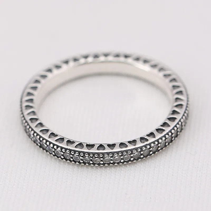 100% Réel 925 Sterling Silver Femmes Anneaux avec CZ Diamant Boîte D'origine pour Pandora style Bijoux De Mariage Cadeau Anneau