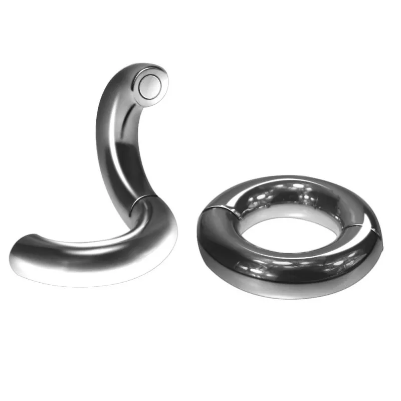 Anel de pênis masculino anel de aço inoxidável magnético Scrotum Bondage Bola de peso esfera anéis adultos brinquedo cbt