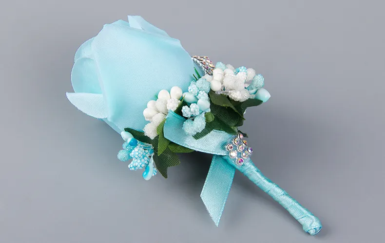 Flor Artificial Bouquets De Noiva Casamento Beads Dama de Honra Groomsman Corsage Lavanda Vermelho Rosa Roxo Branco Azul Champagne Flores