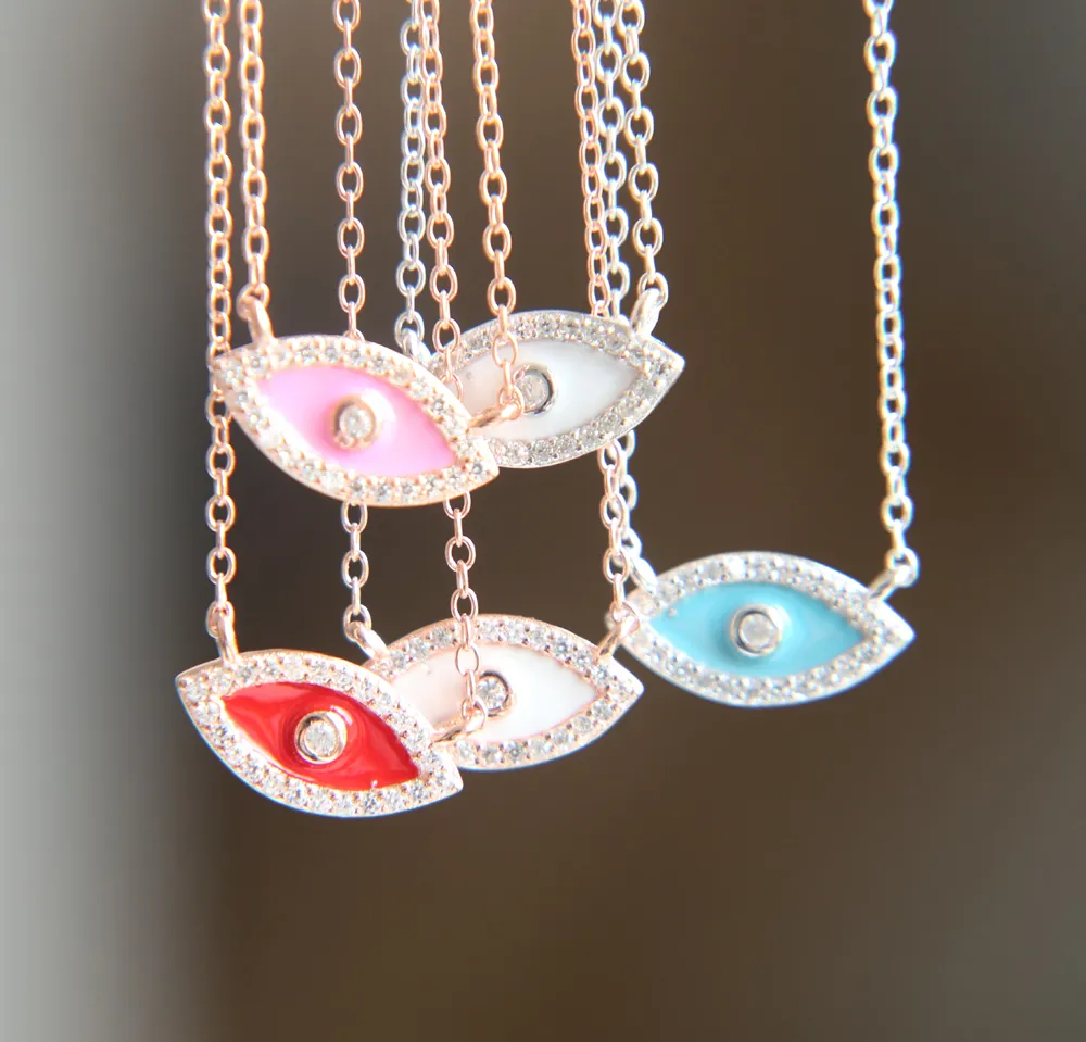 Fine Silver Turkish Lucky Symbol Evil Eye Necklace 925 Sterling