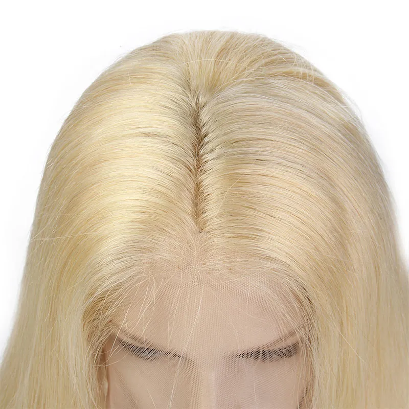 150 Density Brazilian Honey Blonde Human Hair Lace Front Wigs Color 613# Straight Thick Glueless Full Lace Human Hair Wigs With Baby Hair