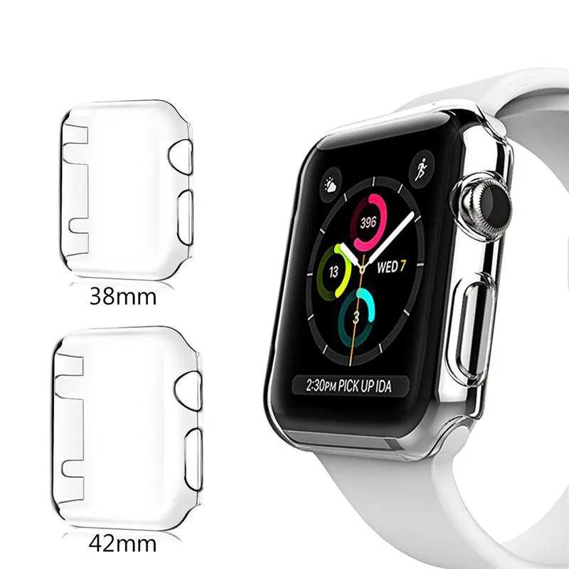 Für Apple Watch Case PC Clear Protector Cover für iWatch Serie 5 4 3 2 45 mm 41 mm 44 mm 40 mm 42 mm 38 mm Vorderseite abgedeckte Hüllen