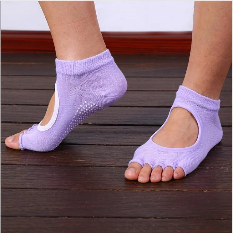 7 färger Toe strumpor Menwomen Terry Backless Quick-Dry Anti-Slip Cotton Pilates Ballett Bra Grepp Osynliga Silikon Strumpor Baby Socks