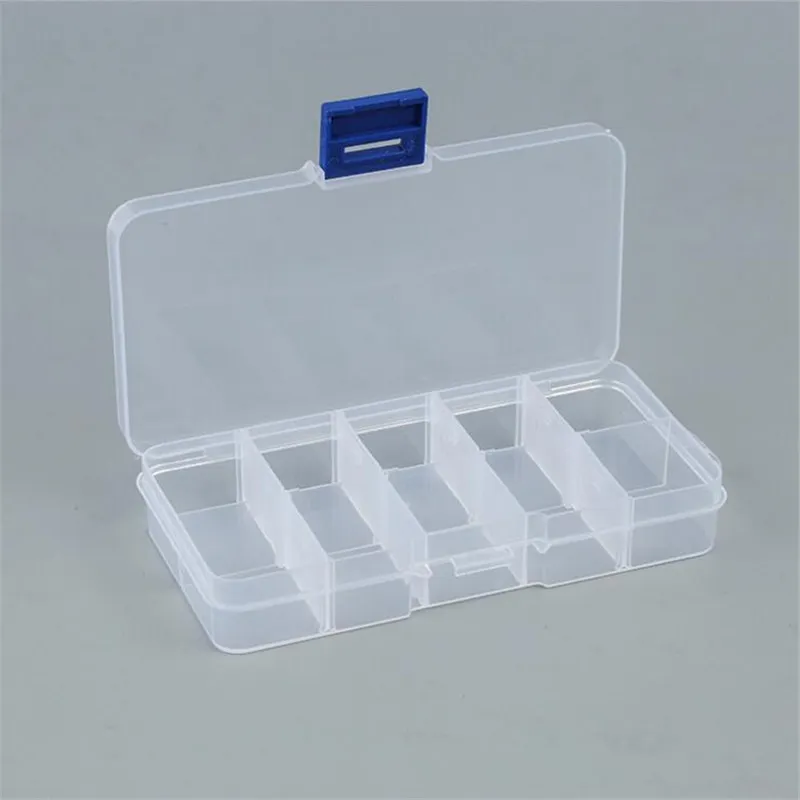 10 Grids Jewelry Storage Box Plastic Transparent Display Case Organizer Holder for Beads Ring Earrings Jewelry