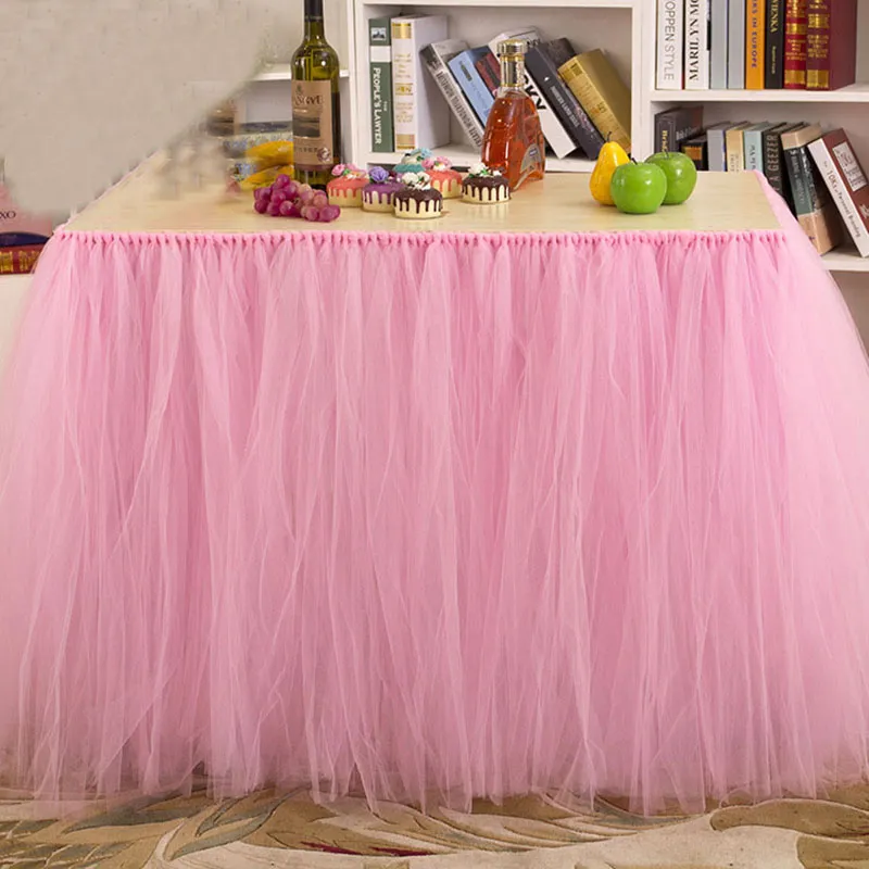1 PZ Tulle Gonna Tavolo Fai Da Te Tutu Grembiule per la Cerimonia Nuziale Compleanno Decorazione Baby Shower Favori Partito Tessili Per La Casa 91.5