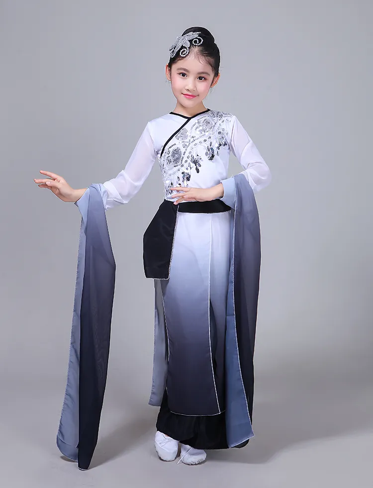 中国の国立スタイルの長袖近代的な古典的なダンス服のパフォーマンス服の子供たち