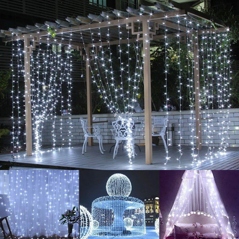Dekoracja ślubna lekka 3M x 3M 306 diod LED girlanda żarówkowa wróżka świetlna 306 żarówka Xmas boże narodzenie ślub strona główna ogród dekoracja imprezowa