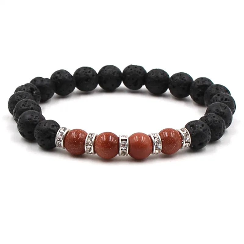 6 kleuren natuurlijke zwarte lava stenen kralen armband vulkanische rots etherische olie diffuser armband