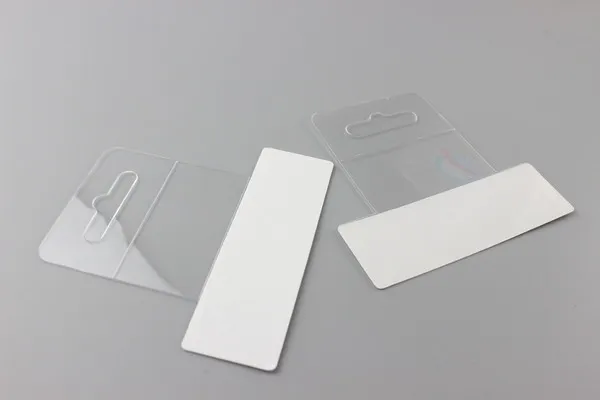 Self-adhesivePVC hangers peghook Merchandising Hanger Tabs Round Hole Bulk box bag package plastic display reinforced pet hook