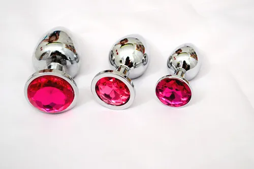 3 storlekar Små + Medium + Stora rostfritt stål Anal Plug Set Anales Metal Jeweled Butt Plug Juguetes Analsexleksaker för par Y18110106