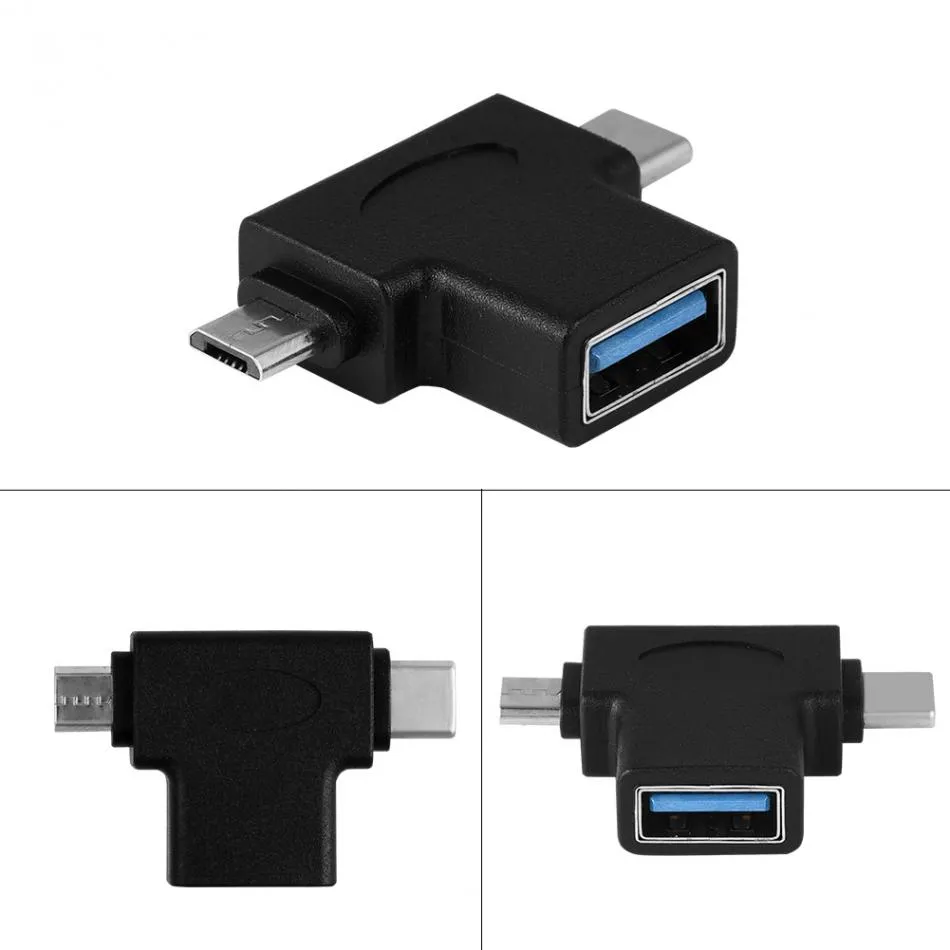Mini 2 em 1 adaptador OTG Micro USB USB 3 1 Tipo-C masculino para USB 3 0 Adaptador de conversor OTG feminino289W