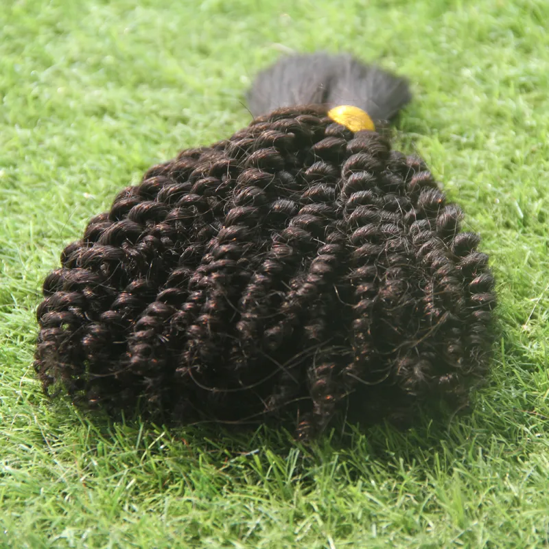 Cabello rizado rizado a granel 100G Color natural cabello humano trenzado a granel para mujeres negras trenzado mongol rizado extensión de cabello a granel