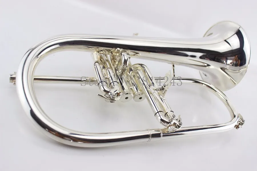 고품질 American American Flugelhorn Silverlated B Flat BB Professional Trumpet Top 악기의 황동 Trompete Horn3901490