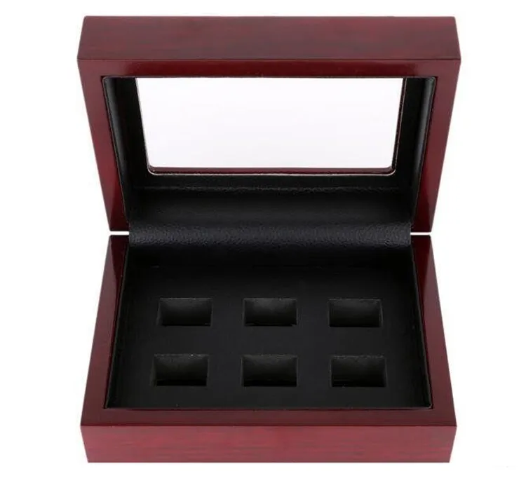 Wooden Box Championship Ring Display Case Wooden Boxs For Ring 2 3 4 5 6 Holes To Choose Rings and Collection 