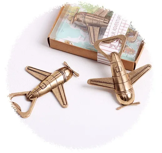 Portable Premium Zinc alliage Bar fournitures Avion Aventure Avion Vin Bière Ouvre-Bouteille De Mariage Cadeau Boîte Décor c469