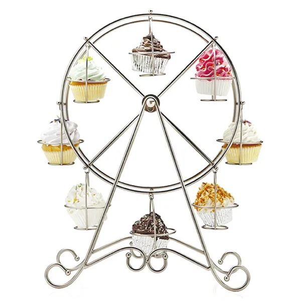 Riesenrad Silber Edelstahl Cupcake Ständer Kuchen Halter Hochzeit Dekorieren Anzeigewerkzeug Partei liefert Casamento