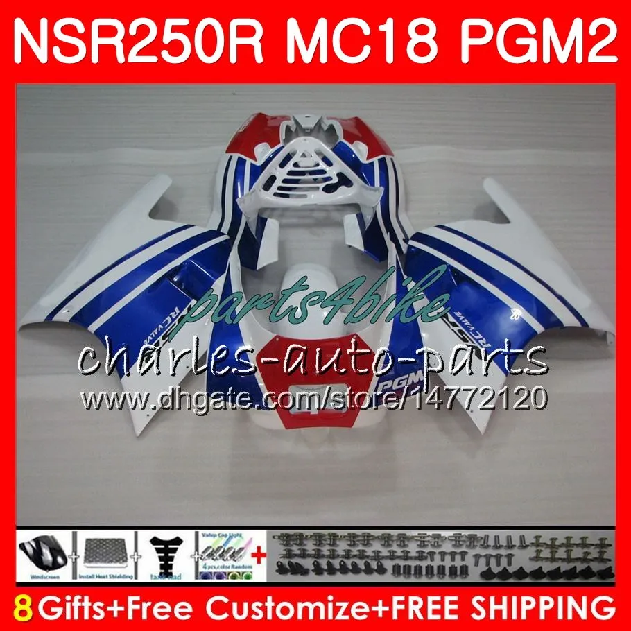 Corpo Para HONDA NSR 250 R MC18 azul branco PGM2 NSR 250R NS250 NSR250R 88 89 78HM.28 MC16 NSR250 R RR NSR250RR 1988 1989 88 89 Carcaça Kit