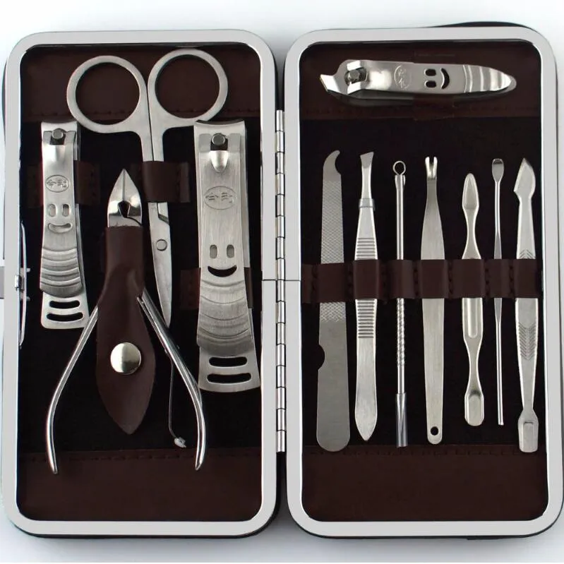 12 Stks Manicure Set Pedicure Scissor Tweezer Knife Oor Pick Utility Nail Clipper Kit, Roestvrijstalen Nail Care Tool Set NIEUWE