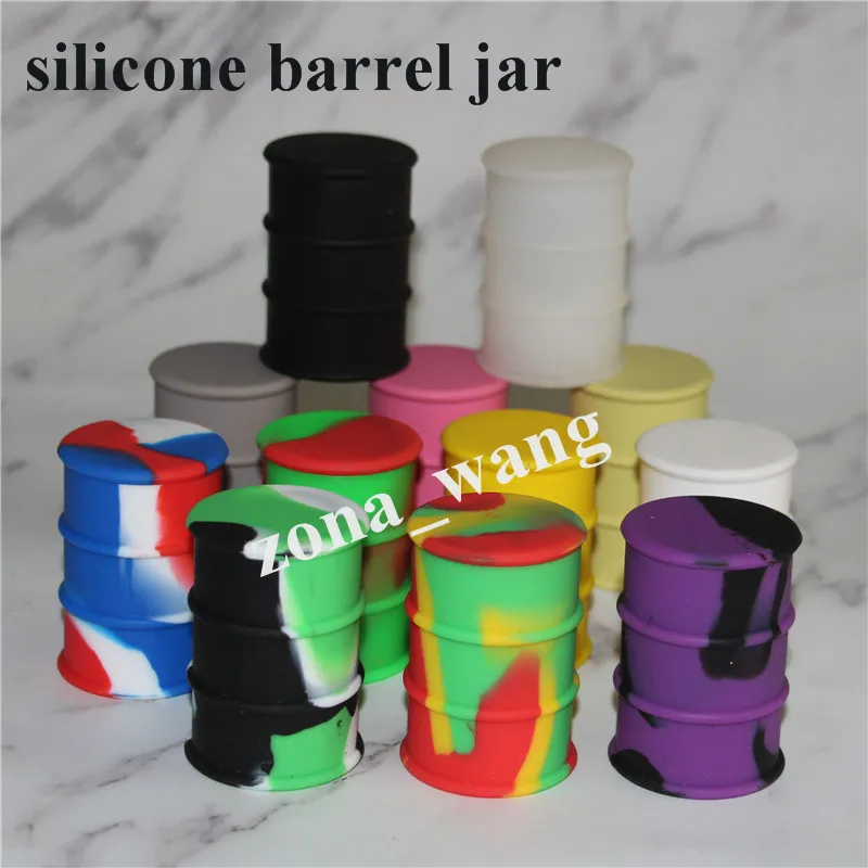 barile di olio di silicone barattoli contenitore olio di cera dab contenitore a forma di tamburo di gomma 26ml grande silicone strumenti dabber erba secca silicone dab rigs