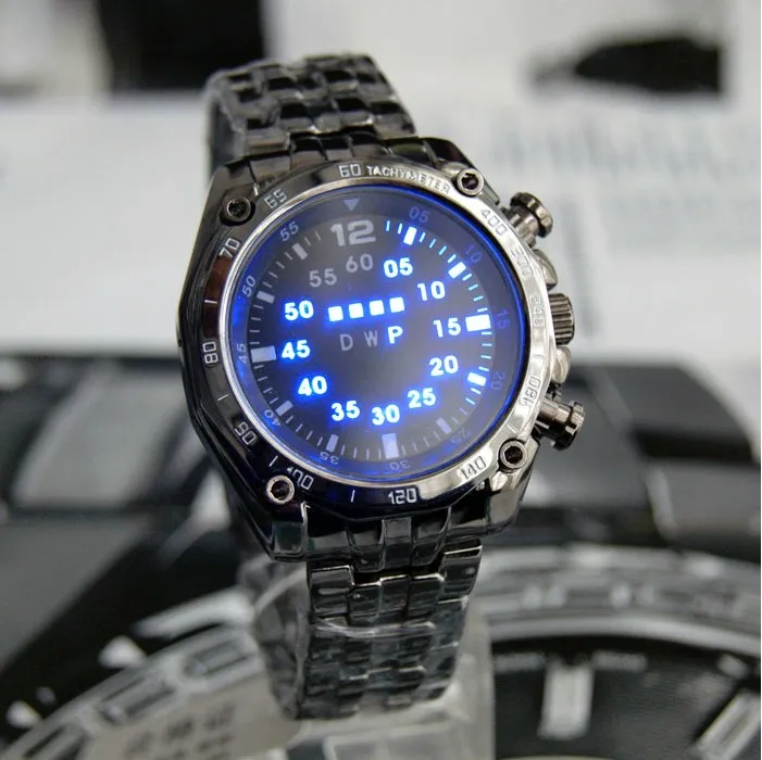 New TVG Mens Watch Stainless Steel LED Sport Watches Casual Wrist