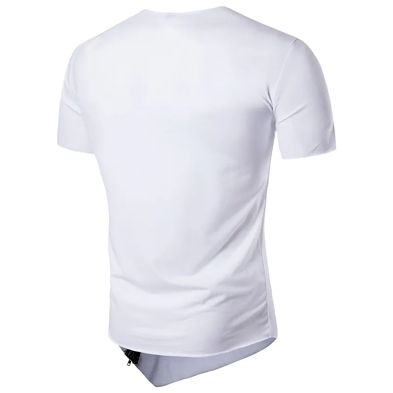 High Street Fashion Hommes T-shirt irrégulier Zipper Designer Patchwork Top Vêtements Hommes T-shirt à col rond Chemises d'été