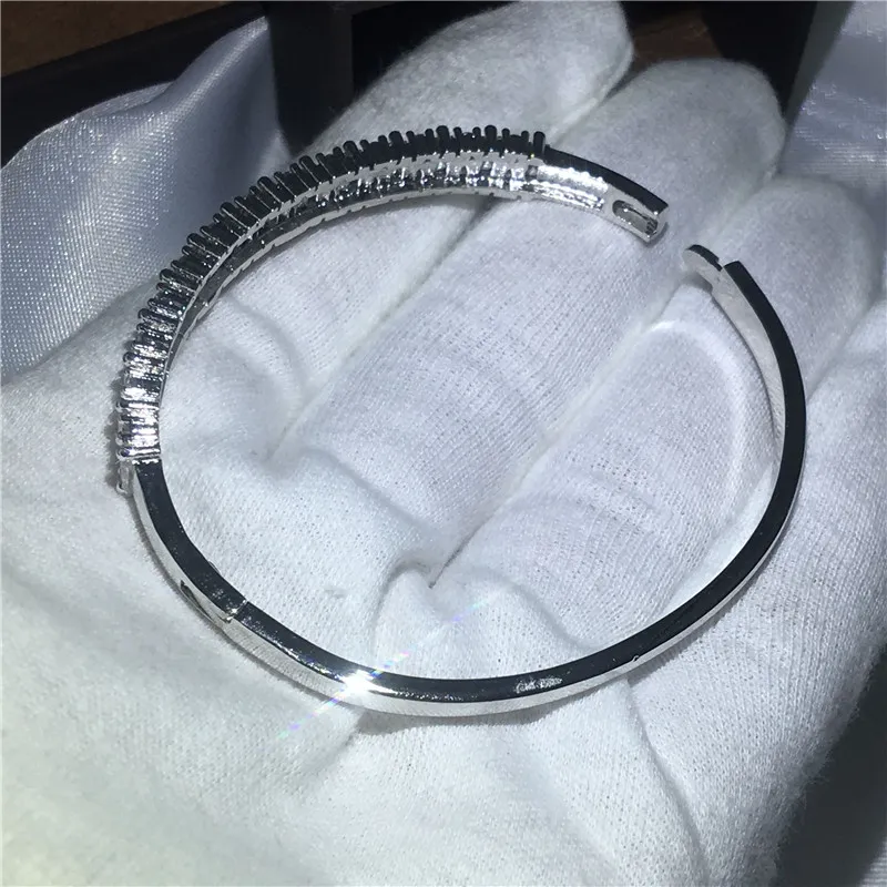 2017 Fashion Baguette Cuff Bridal Armband Diamond S925 Silver Fylld Engagemang Bangle för Kvinnor Bröllop Accessaries