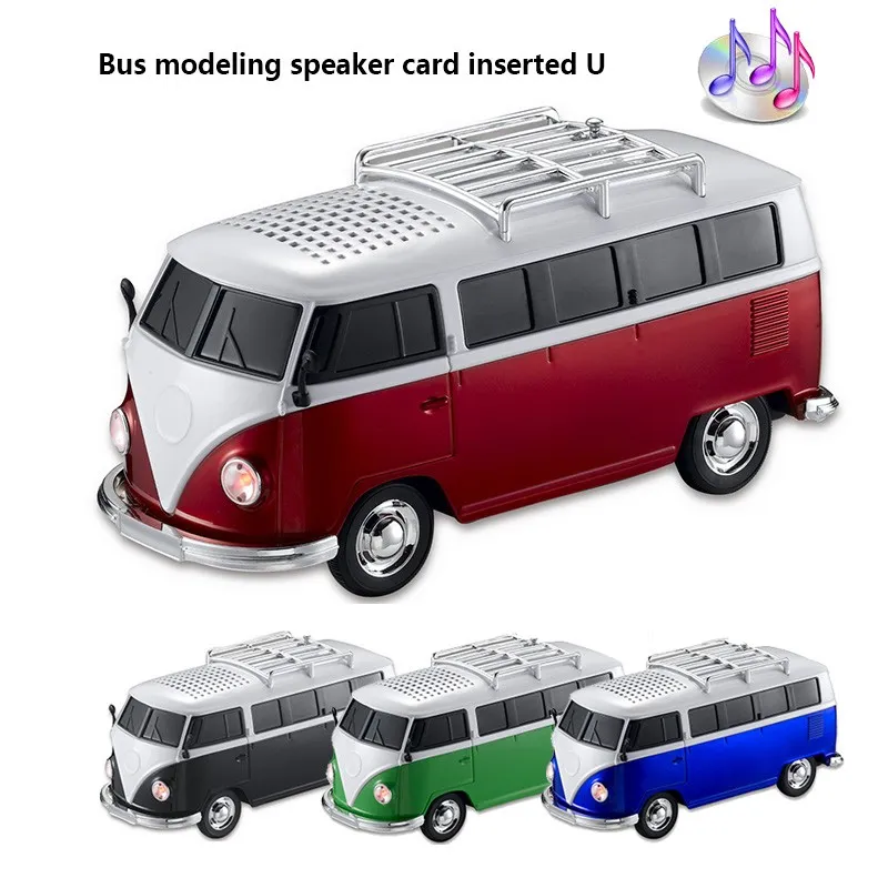 High quality colorful mini speaker car shape mini bus speaker support FM +U disk Insert Card mini speaker MP3 player