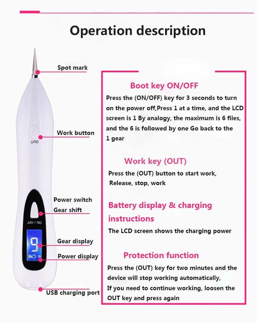 Stylo Plasma Portable à écran LCD, élimination des grains de beauté, des taches foncées, pour le visage et le corps, étiquettes de peau, points de rousseur, beauté, Care8069814