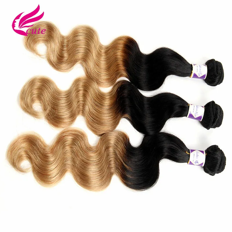 T 1B27 Dark Root Honey Blonde Body Wave Ombre Human Hair Weave 3 Bundles 100gPcs Brazilian Virgin Hair Extensions 1030 Inch7165484