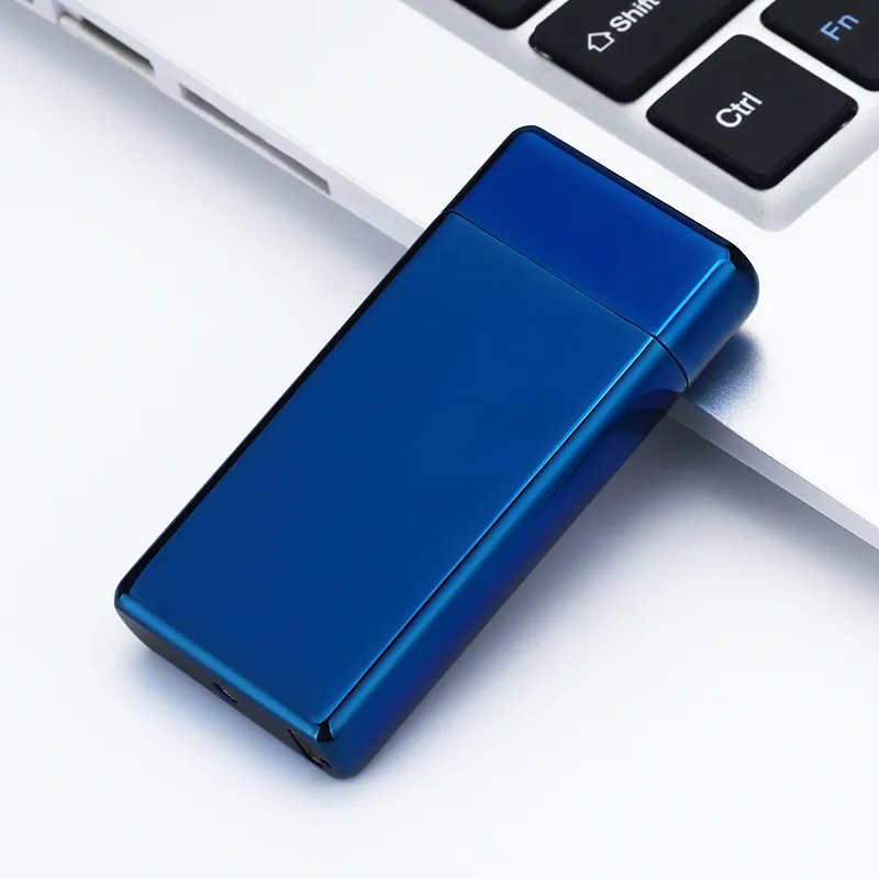 Novo isqueiro elétrico USB de arco duplo recarregável plasma à prova de vento pulso sem chamas isqueiro isqueiro colorido usb de carga