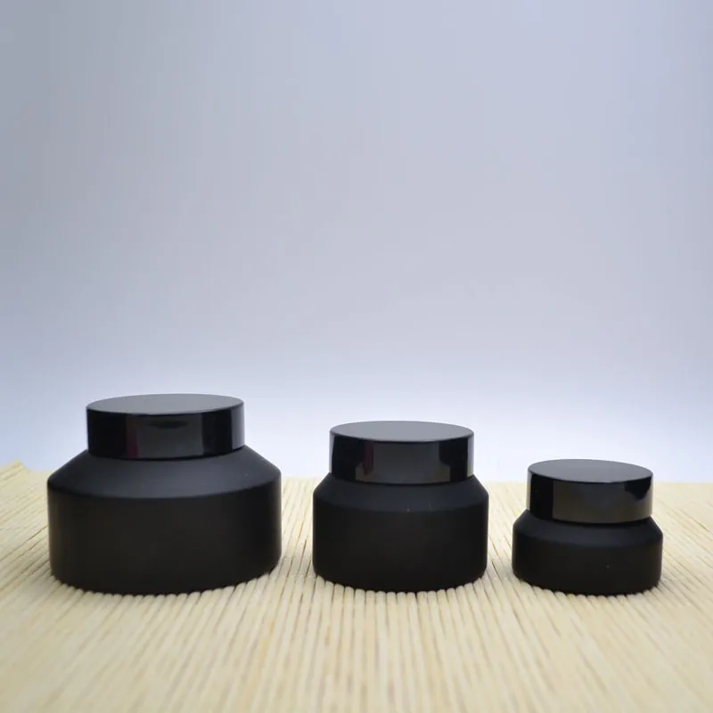 15G 30G 50G Frost Cream Glass Jar With Black Lids white Seal Container Cosmetic Packaging, 15G Glass Cream Pot F178
