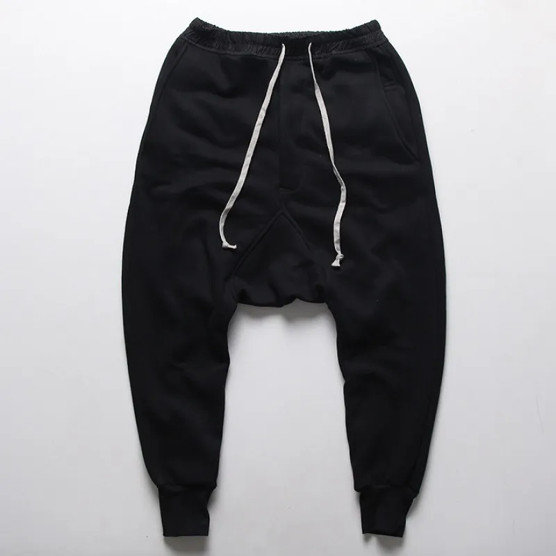 HZIJUE Pants Hip Hop Dance Harem Sweatpants Drop Crotch Pants Men
