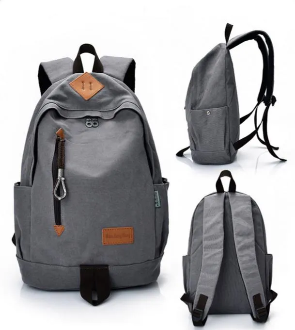 Diseñador de la marca-Nuevas mochilas de lona unisex para hombres Mochilas escolares grandes para adolescentes Niños Niñas Mochila de viaje para computadora portátil Mochila gris