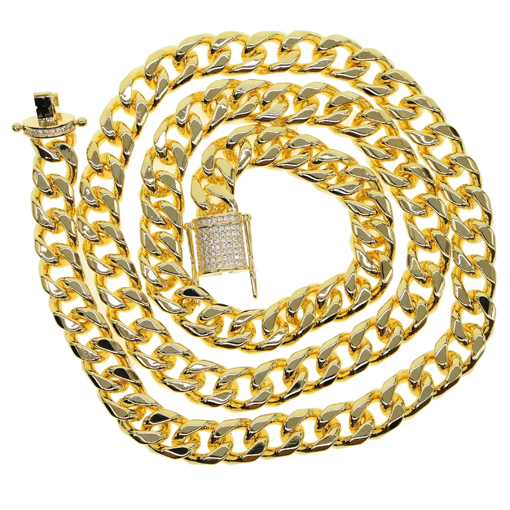 Collar de cadena cubana de hip hop 5A cz cierre pavimentado para hombres con cadenas largas llenas de oro collares de Miami joyería para hombre_voghion.com