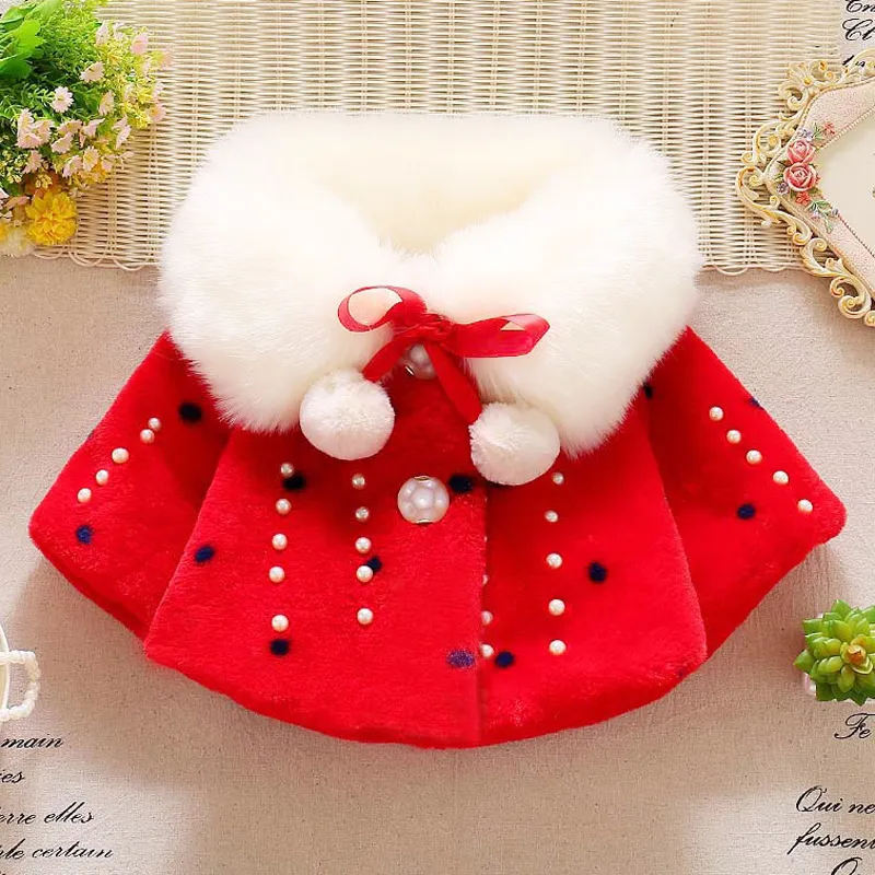 Cute Kids Coats Baby Girls Faux Fur Fleece Coats Princess Winter Warm Shawl Long Sleeve Jacket Parkas Kids Girls Clothes Children Outwear