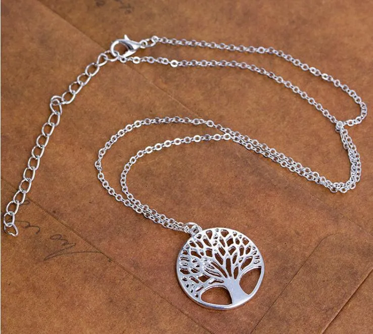 Tree Of Life Pendant Necklace Fashion Silver Wish Women Hollow Sweater Collarbone Chain Necklace Valentine Jewelry Accessory Gifts