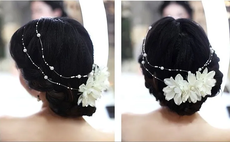 Acessórios de cabelo de noiva baratos pérolas adornadas headpieces branco dyi buquês adornados pérolas para casamento acessórios de cabeça de noiva 4908821