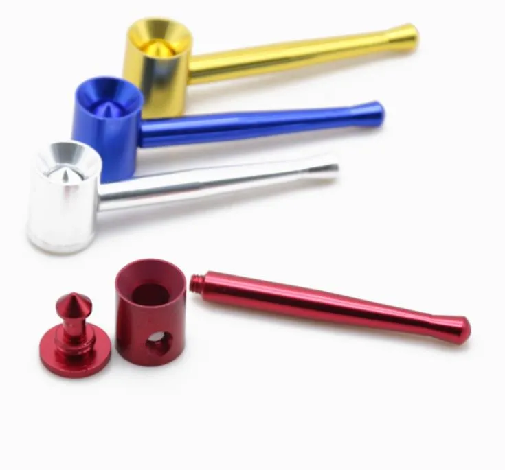 Creative small hammer modeling, the bottom of the metal pipe can revolve personality multicolor smoking pipe.