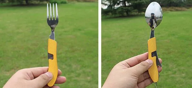 Durable Outdoor Camping Supplies Multi-Functional Spoon Fork Kniv Porslin Verktyg Bärbar 3 i 1 Servering