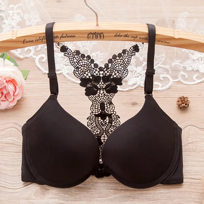 Bras UIECOE Women Lingerie Sexy Solid Lace Front Closure Push Up