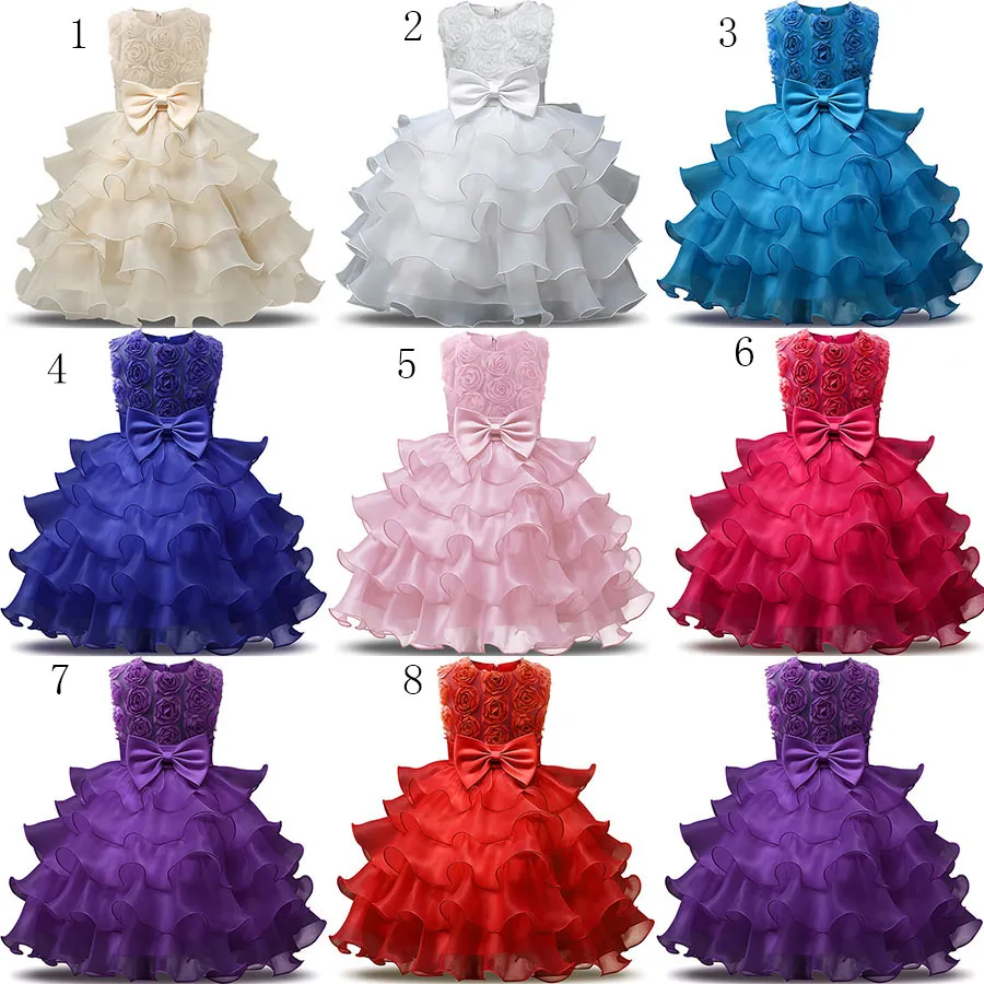 Bebek çiçek elbise TUTU cupcake Prenses elbiseler 2018 yeni moda Çocuk Giyim Butik kızlar Bow Balo 8 renkler C3573